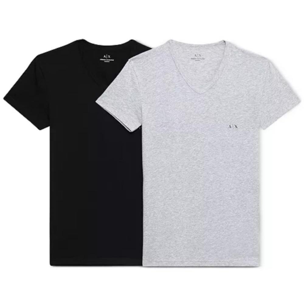 ARMANI EXCHANGE Two-Pack Stretch Cotton Fitted V-Neck T-Shirt